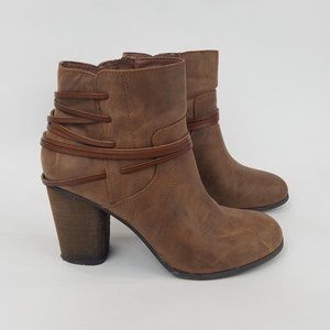 Madden Girl Denice Brown Ankle Booties Size 9.5